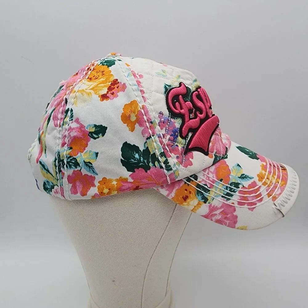 Robin Ruth Espana Quilted Hat Cap Allover Floral Embroidered Snapback Adjustable